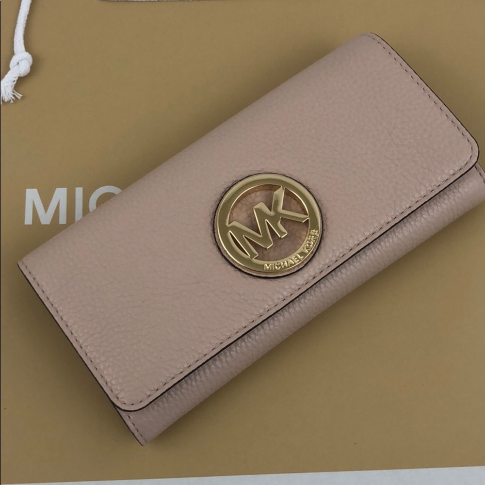 Michael Kors Fulton Wallet Ballet Pink Leather New